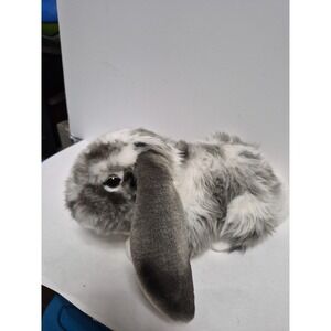 LIVING NATURE Grey Spotted Bunny Rabbit  Stuffed Animal Soft Toy 5 In.x 10inlong